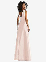 Rear View Thumbnail - Blush Jewel Neck Asymmetrical Shirred Bodice Maxi Dress with Pockets
