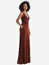 Side View Thumbnail - Auburn Moon Twist Front Cutout Velvet Maxi Dress - Cameron