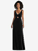 Front View Thumbnail - Black Twist Front Cutout Velvet Maxi Dress - Cameron