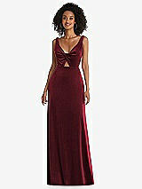 Front View Thumbnail - Cabernet Twist Front Cutout Velvet Maxi Dress - Cameron