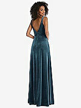 Rear View Thumbnail - Dutch Blue Twist Front Cutout Velvet Maxi Dress - Cameron