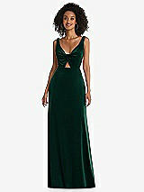 Front View Thumbnail - Evergreen Twist Front Cutout Velvet Maxi Dress - Cameron