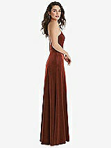 Side View Thumbnail - Auburn Moon High Neck Halter Open-Back Velvet Dress - Alix