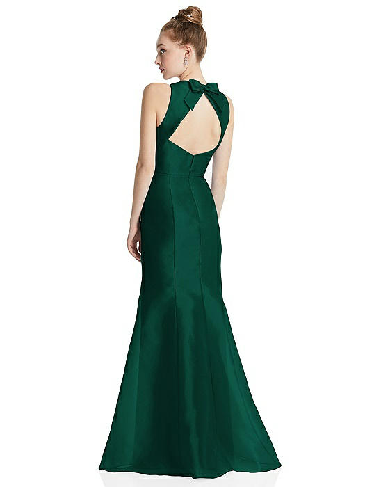 Bateau Neck Open-Back Maxi Dress with Bow Detail