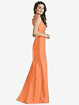 Side View Thumbnail - Portofino Orange Jewel Neck Bowed Open-Back Trumpet Dress with Front Slit