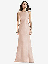 Front View Thumbnail - Cameo Jewel Neck Bowed Open-Back Trumpet Dress 