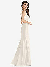 Side View Thumbnail - Ivory Jewel Neck Bowed Open-Back Trumpet Dress 