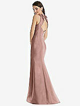 Rear View Thumbnail - Neu Nude Jewel Neck Bowed Open-Back Trumpet Dress 