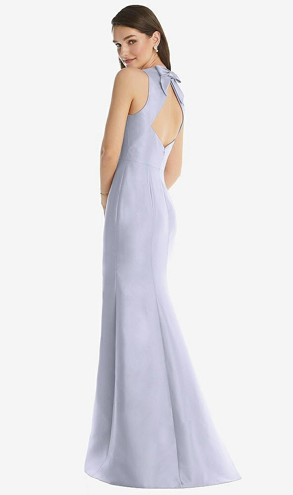 Back View - Silver Dove Jewel Neck Bowed Open-Back Trumpet Dress 
