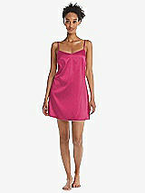 Front View Thumbnail - Shocking Mini Stretch Satin Slip with Adjustable Straps - Kyle
