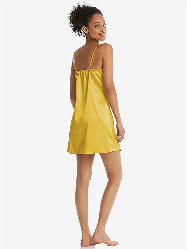 Back View - Marigold Mini Stretch Satin Slip with Adjustable Straps - Kyle