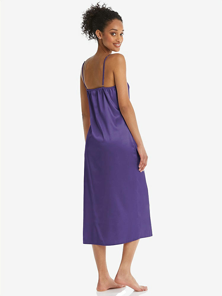 Back View - Regalia - PANTONE Ultra Violet  Midi Stretch Satin Slip with Adjustable Straps - Asley