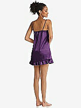 Rear View Thumbnail - African Violet  Ruffled Hem Mini Stretch Satin Slip with Keyhole Neck - Jordan