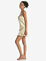 Side View Thumbnail - Banana  Ruffled Hem Mini Stretch Satin Slip with Keyhole Neck - Jordan