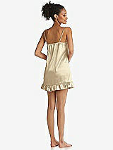 Rear View Thumbnail - Banana  Ruffled Hem Mini Stretch Satin Slip with Keyhole Neck - Jordan