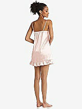 Rear View Thumbnail - Blush  Ruffled Hem Mini Stretch Satin Slip with Keyhole Neck - Jordan