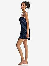 Side View Thumbnail - Midnight Navy  Ruffled Hem Mini Stretch Satin Slip with Keyhole Neck - Jordan