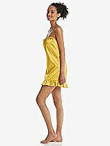 Side View Thumbnail - Marigold  Ruffled Hem Mini Stretch Satin Slip with Keyhole Neck - Jordan