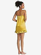 Rear View Thumbnail - Marigold  Ruffled Hem Mini Stretch Satin Slip with Keyhole Neck - Jordan