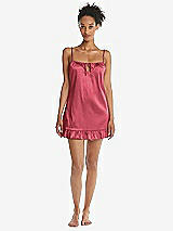 Front View Thumbnail - Nectar  Ruffled Hem Mini Stretch Satin Slip with Keyhole Neck - Jordan