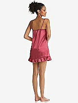 Rear View Thumbnail - Nectar  Ruffled Hem Mini Stretch Satin Slip with Keyhole Neck - Jordan