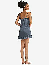 Rear View Thumbnail - Silverstone  Ruffled Hem Mini Stretch Satin Slip with Keyhole Neck - Jordan