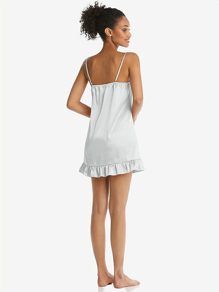 Back View - Sterling  Ruffled Hem Mini Stretch Satin Slip with Keyhole Neck - Jordan