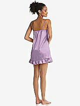 Rear View Thumbnail - Wood Violet  Ruffled Hem Mini Stretch Satin Slip with Keyhole Neck - Jordan
