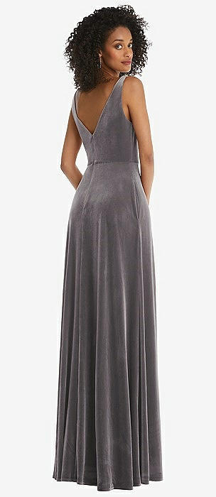 grey velvet bridesmaid dress Dusty Sage Green Velvet Dress - Bridesmaid Dress main image 1