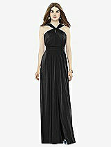Front View Thumbnail - Black Twist Halter Low Illusion Back Maxi Dress