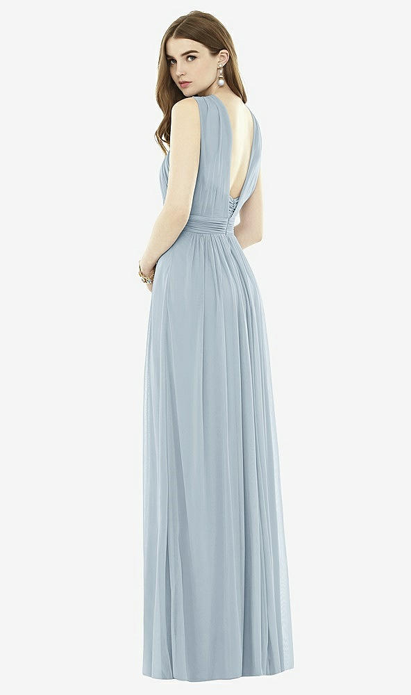 Back View - Mist Twist Halter Low Illusion Back Maxi Dress