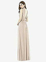 Rear View Thumbnail - Nude Gray Twist Halter Low Illusion Back Maxi Dress