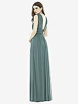 Rear View Thumbnail - Smoke Blue Twist Halter Low Illusion Back Maxi Dress