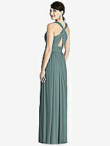 Rear View Thumbnail - Smoke Blue Shirred Wrap Bodice Twist Back Maxi Dress