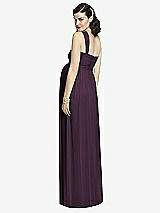 Rear View Thumbnail - Aubergine One-Shoulder Asymmetrical Draped Wrap Maternity Dress