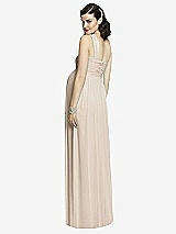 Rear View Thumbnail - Nude Gray One-Shoulder Asymmetrical Draped Wrap Maternity Dress