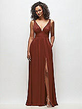 Front View Thumbnail - Auburn Moon Deep V-Neck Shirred Skirt Maxi Dress with Convertible Straps