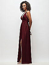 Side View Thumbnail - Cabernet Deep V-Neck Shirred Skirt Maxi Dress with Convertible Straps