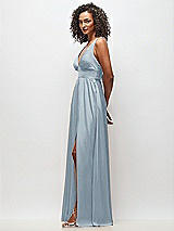 Side View Thumbnail - Mist Deep V-Neck Shirred Skirt Maxi Dress with Convertible Straps