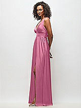 Side View Thumbnail - Orchid Pink Deep V-Neck Shirred Skirt Maxi Dress with Convertible Straps