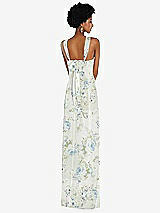 Rear View Thumbnail - Bleu Garden Draped Chiffon Grecian Column Gown with Convertible Straps