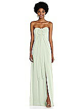Alt View 3 Thumbnail - Mint Green Draped Chiffon Grecian Column Gown with Convertible Straps