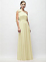 Front View Thumbnail - Butter Yellow Draped One-Shoulder Maxi Dress with Scarf Bow