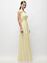 Side View Thumbnail - Butter Yellow Draped One-Shoulder Maxi Dress with Scarf Bow
