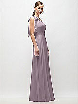 Side View Thumbnail - Lilac Dusk Draped One-Shoulder Maxi Dress with Scarf Bow