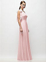 Side View Thumbnail - Ballet Pink Draped One-Shoulder Maxi Dress with Scarf Bow