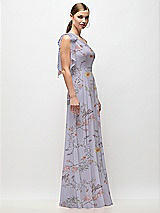 Side View Thumbnail - Butterfly Botanica Silver Dove Draped One-Shoulder Maxi Dress with Scarf Bow