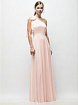 Front View Thumbnail - Blush Draped One-Shoulder Maxi Dress with Scarf Bow