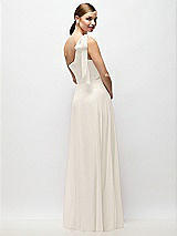 Rear View Thumbnail - Ivory Draped One-Shoulder Maxi Dress with Scarf Bow