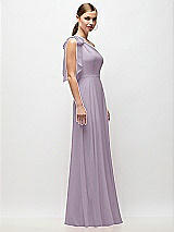 Side View Thumbnail - Lilac Haze Draped One-Shoulder Maxi Dress with Scarf Bow